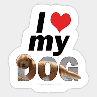 I love (heart) my dog - labradoodle oil painting word art Sticker